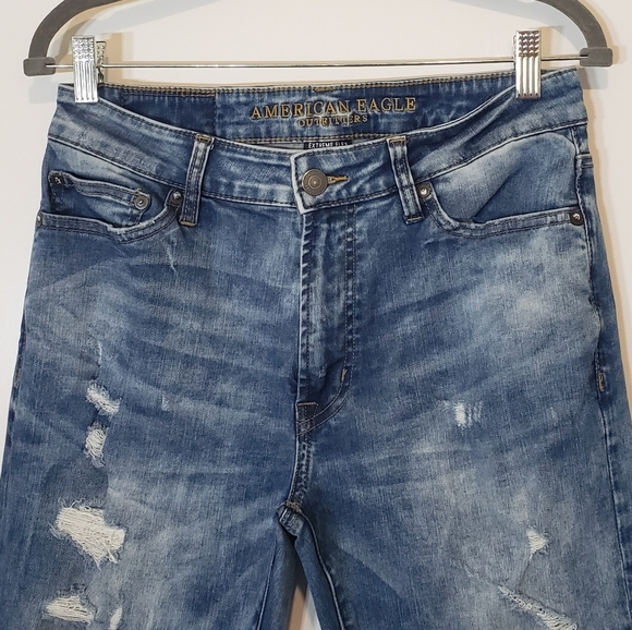 AEO Mens REAL Size 30 X 31  Extreme Flex Jeans Distressed Acid Wash - Picture 2 of 16
